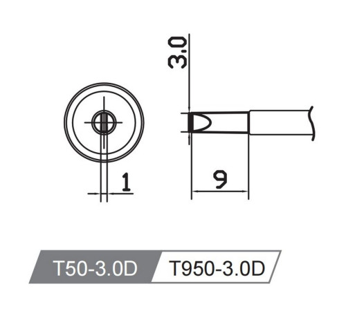 Жало со встроенным нагревателем , T50-3.0D