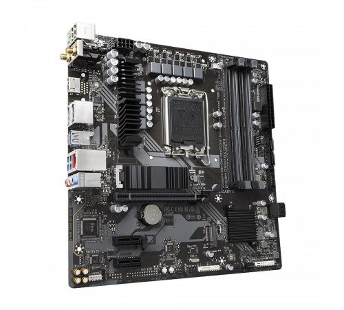 Материнская плата Gigabyte B760M DS3H AX DDR4, Socket 1700, Intel®B760, 4xDDR4-3200, HDMI+DP+DP, 1xPCI-Ex16, 2xPCI-Ex1, 4xSATA3(RAID 0/1/5/10), 2xM.2, 8Ch Audio, GLan, WiFi, (2+4)xUSB2.0, (3+2)xUSB3.2, (1+0)xUSB3.2 Type-C™, 1xPS/2, mATX, RTL