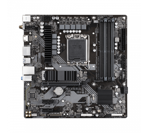 Материнская плата Gigabyte B760M DS3H AX DDR4, Socket 1700, Intel®B760, 4xDDR4-3200, HDMI+DP+DP, 1xPCI-Ex16, 2xPCI-Ex1, 4xSATA3(RAID 0/1/5/10), 2xM.2, 8Ch Audio, GLan, WiFi, (2+4)xUSB2.0, (3+2)xUSB3.2, (1+0)xUSB3.2 Type-C™, 1xPS/2, mATX, RTL