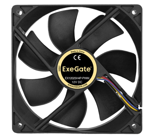 Вентилятор для корпуса ExeGate EX12025H4P-PWM, черный