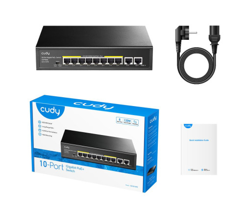 Коммутатор CUDY GS1010PE, черный