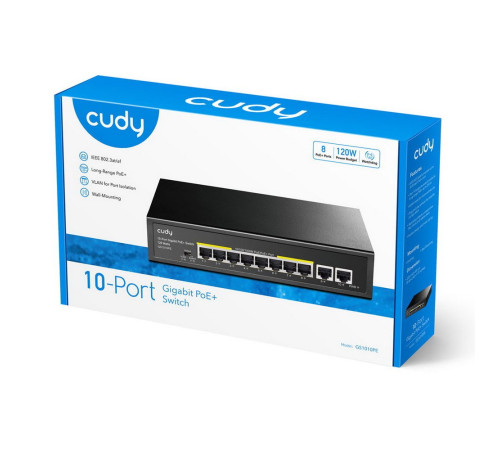 Коммутатор CUDY GS1010PE, черный