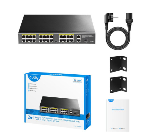 Коммутатор CUDY FS1026PS1, черный