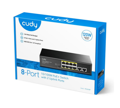 Коммутатор CUDY FS1010P, черный