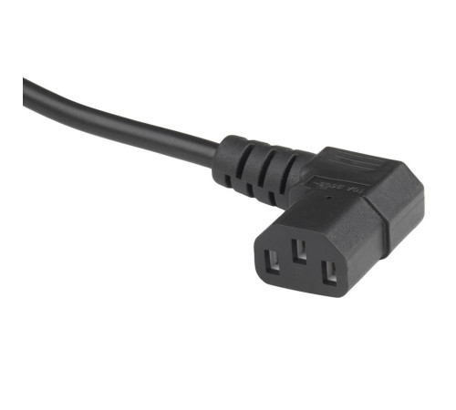 Кабель питания Hyperline PWC-IEC13A-IEC14-3.0-BK, монитор-компьютер, IEC 320 C13 (угловая) - IEC 320 C14 (3x1.0) 10A, прямая вилка, 3 м, черный