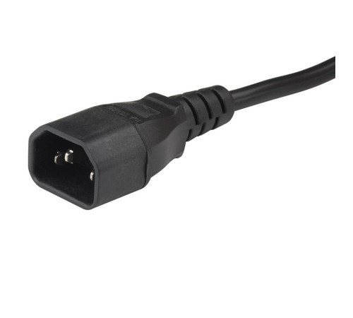 Кабель питания Hyperline PWC-IEC13A-IEC14-3.0-BK, монитор-компьютер, IEC 320 C13 (угловая) - IEC 320 C14 (3x1.0) 10A, прямая вилка, 3 м, черный