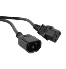 Кабель питания Hyperline PWC-IEC13-IEC14-0.5-BK, монитор- компьютер, IEC 320 C13 - IEC 320 C14 (3x0.75), 10A, прямая вилка, 0.5 м, черный
