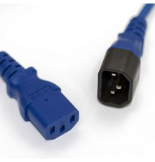 Кабель питания Hyperline PWC-IEC13-IEC14-0.5-BL, монитор-компьютер, IEC 320 C13 - IEC 320 C14 (3x0.75), 10A, прямая вилка, 0.5 м, синий