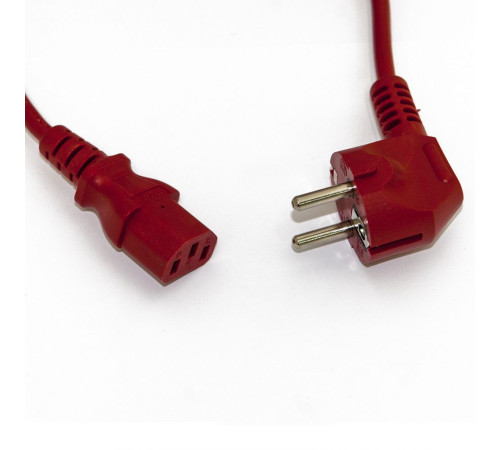 Кабель питания Hyperline PWC-IEC13-SHM-1.8-RD, (Schuko+C13) (3x0.75), 10A, угловая вилка, 1.8 м, красный75-250-S22C13-10-1,8 ГОСТ 28244-96)