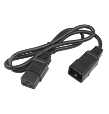 Кабель питания Hyperline PWC-IEC19-IEC20-1.0-BK, IEC 320 C19 - IEC 320 C20 (3x1.5), прямая вилка, 16A, 1 м, черный