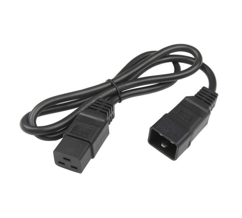 Кабель питания Hyperline PWC-IEC19-IEC20-1.0-BK, IEC 320 C19 - IEC 320 C20 (3x1.5), прямая вилка, 16A, 1 м, черный