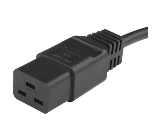 Кабель питания Hyperline PWC-IEC19-IEC20-1.0-BK, IEC 320 C19 - IEC 320 C20 (3x1.5), прямая вилка, 16A, 1 м, черный