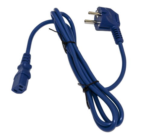 Кабель питания Hyperline, Schuko+C13) (3x1.0), 10A, угловая вилка, 5 м, синий