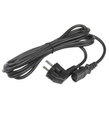 Кабель питания Hyperline, Schuko+C13, 3x1.0, 10A, угловая вилка, 3 м, черный