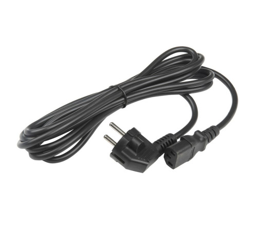 Кабель питания Hyperline, Schuko+C13, 3x1.0, 10A, угловая вилка, 3 м, черный