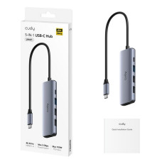 Концентратор CUDY UH405, 5-IN-1 USB-C Hub with 4K HDMI 5-IN-1 USB 