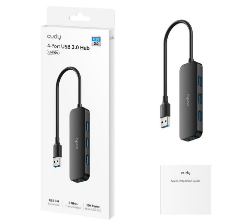 Концентратор CUDY UH40A, 4-Port USB-A 3.0 Hub USB-A