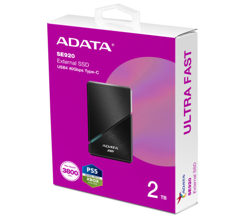 Внешний накопитель SSD 2TB ADATA SE920, USB 4, черный