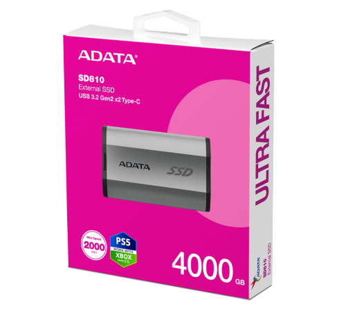 Внешний накопитель SSD 4TB ADATA SD810, USB 3.2, серебристый