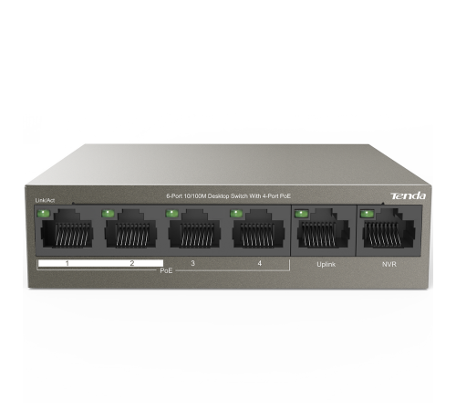 Коммутатор Tenda TEF1106P-4-63W, черный