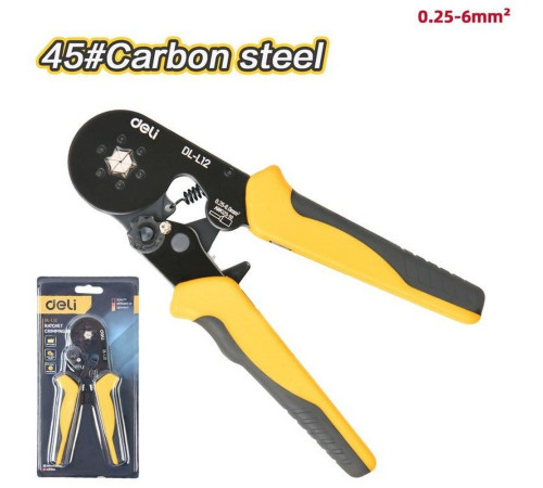 Пресс-клещи шестигранные Deli DL-L12 для обжима наконечников 0,25-6 кв.мм