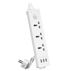 Сетевой  фильтр универсальный Deli ET408, 3 розетки + 3USB,  2 м