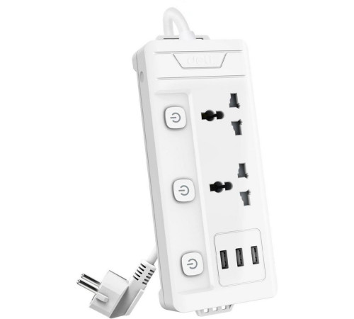 Сетевой  фильтр универсальный Deli ET409, 2 розетки + 3USB,  2 м