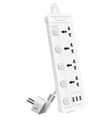 Сетевой  фильтр универсальный Deli ET411, 4 розетки + 3USB, 2 м