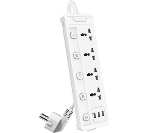 Сетевой  фильтр универсальный Deli ET411, 4 розетки + 3USB, 2 м