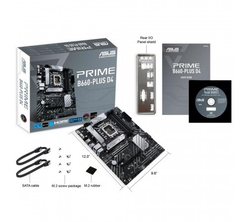 Материнская плата ASUS PRIME B660-PLUS D4 LGA 1700 ATX 4xDDR4 2xPCIEx16  2xPCIEx1 3xM.2 USB-C DP HDMI VGA 2.5GLAN
