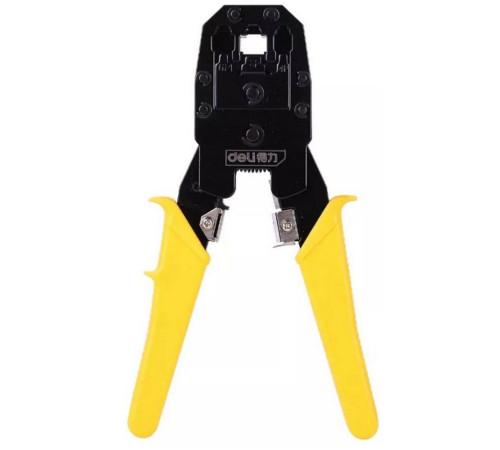 Обжимные клещи Deli DL2468, 8P(RJ-45), 6P(RJ-14 и RJ-12), 4P(RJ-9)  200мм, в комплекте инструмент для снятия изоляции и набор коннектеров, OEM