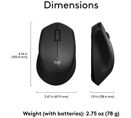 Мышь беспроводная Logitech M330 Silent Plus, черный