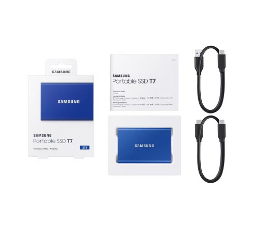 Внешний накопитель SSD 2TB Samsung T7, USB 3.2, синий