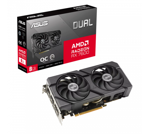Видеокарта ASUS RX7600 DUAL EVO OC 8GB GDDR6 128bit 3xDP HDMI 2FAN RTL (DUAL-RX7600-O8G-EVO)