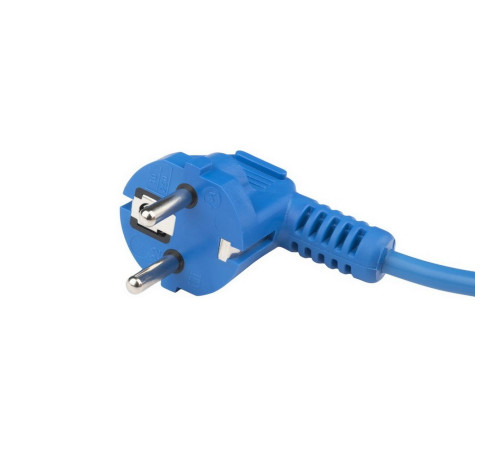 Кабель питания Hyperline PWC-IEC13-SHM-1.8-BL, (Schuko+C13), (3x0.75), 10A, угловая вилка, 1.8 м, синий