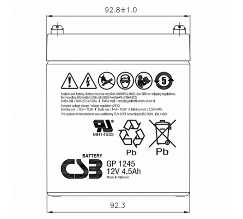 Аккумуляторная батарея CSB GP1245