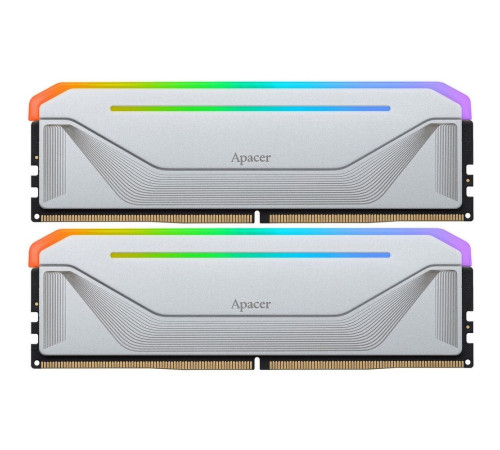 Модуль оперативной памяти Apacer 64GB NOX RGB Silver DDR5 5200Mhz DIMM w/HS, kit 2x32GB CL40, 1.25V