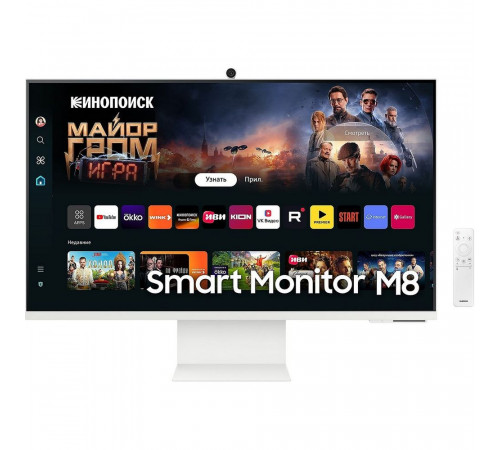 Монитор 32" SAMSUNG S32DM801UI Smart дисплей M8 M80D UHD White (VA, 3840x2160, HDMI+Type C, USB Hub, 4 ms, 178°/178°, 400 cd/m, 3000:1, 60Hz, Spk, Cam, Pivot)