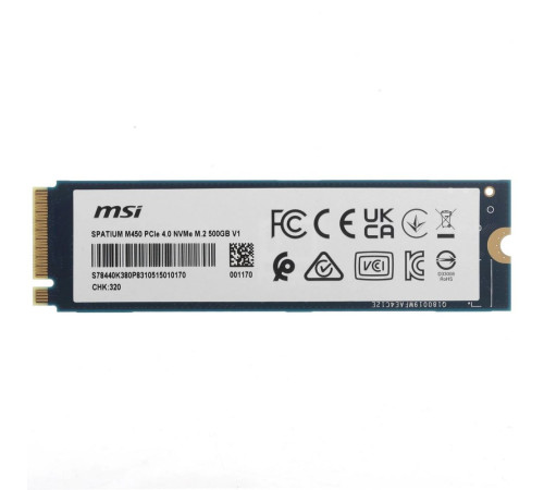 Твердотельный накопитель MSI SPATIUM M450 V1, 500GB, M.2(22x80mm)