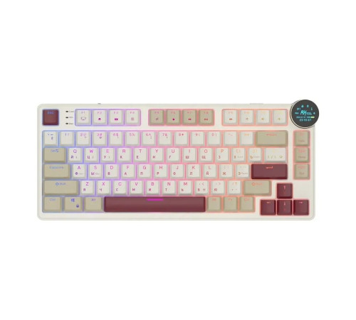 Клавиатура беспроводная игровая Royal Kludge RK N80, бежевый/розовый