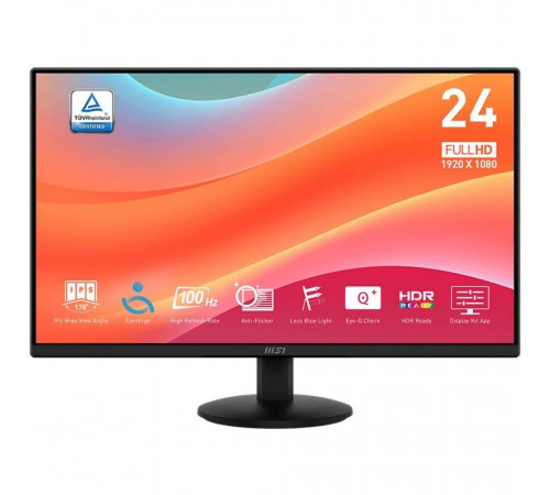 Монитор 23.8" MSI PRO MP242L  IPS, 1920x1080, 100Hz, 4ms, 250сd/m, 1000:1, HDR | HDMI(1.4b), DP(1.2a) | ExPSU, Black