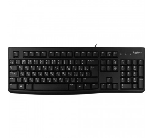 Клавиатура Logitech K120, офисная, 104 клавиши, защита от воды, USB, 1.5 м, черный, RTL