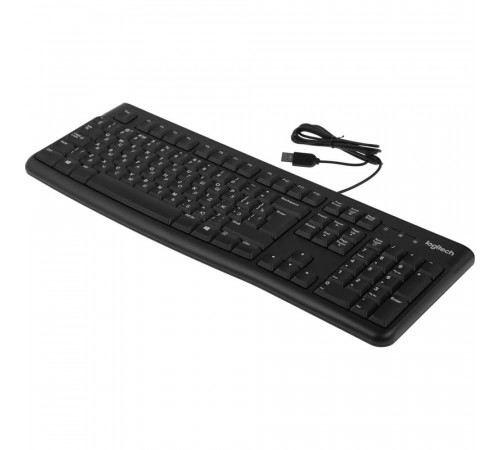 Клавиатура Logitech K120, офисная, 104 клавиши, защита от воды, USB, 1.5 м, черный, RTL