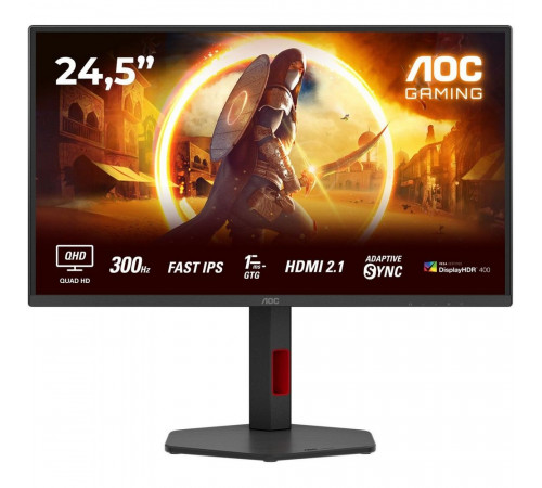 Монитор 25" AOC Q25G4SR Black (IPS, 2560x1440, 300Hz, 0.3 ms, 178°/178°, 450 cd/m, 1000:1, +2xHDMI 2.1, +DisplayPort 1.4, +MM)