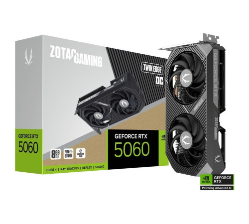 Видеокарта Zotac RTX5060 TWIN EDGE OC 8GB, GDDR7/128-bit