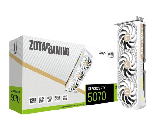 Видеокарта Zotac RTX5070 AMP WHITE ED 12GB, GDDR7/192-bit