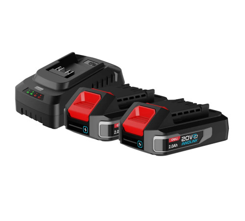 Набор аккумулятор и зарядное устройство Deli DE-CM20A2E (2АКБ 20V 2А*ч + ЗУ 2A, 20V)