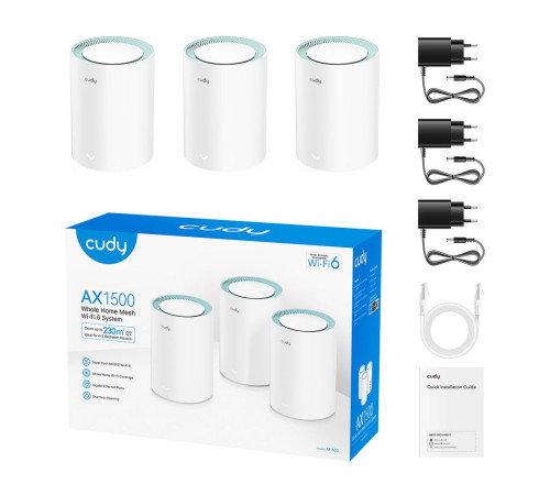 Wi-Fi MESH система CUDY M1500 (3-Pack), белый