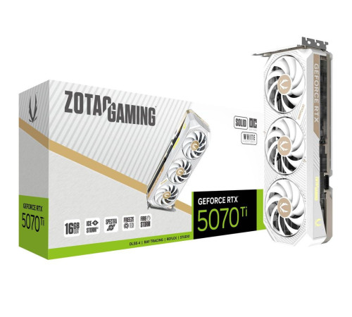 Видеокарта Zotac RTX5070Ti SOLID CORE OC WHITE ED 16GB, GDD7/256-bit