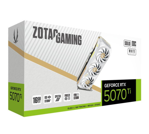 Видеокарта Zotac RTX5070Ti SOLID CORE OC WHITE ED 16GB, GDD7/256-bit